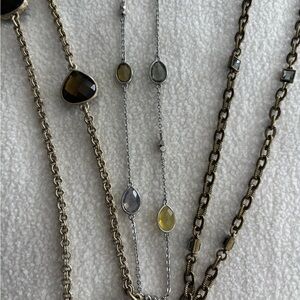 LOFT Gold and Silver Multi-Chain Necklace with Gem Accents